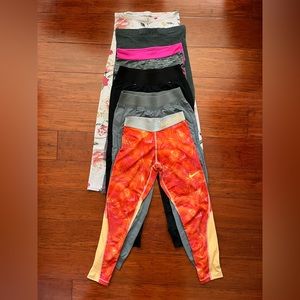 Lot of 6 Girls Activewear pants, size Medium, Nike, Champion, Cat & Jack, etc